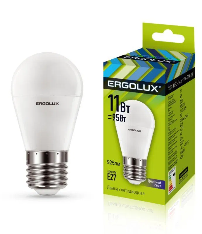 LED lamp LED-G45-11W-E27-6K Globe 11W E27 6500K 172-265V Ergolux 13632