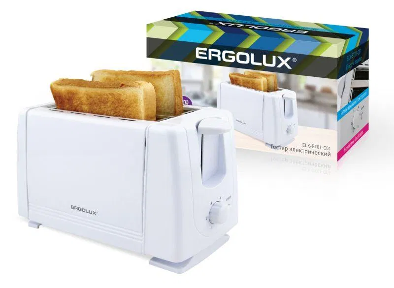 Тостер электрический ELX-ET01-C01 NEW 220-240В 700Вт бел. Ergolux 14721