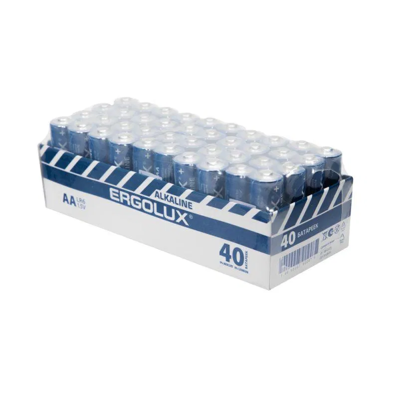 Элемент питания алкалиновый АА Alkaline LR6 BOX40 SP2 ПРОМО LR6 BOX40SP2 1.5В (уп.40шт) Ergolux 16019