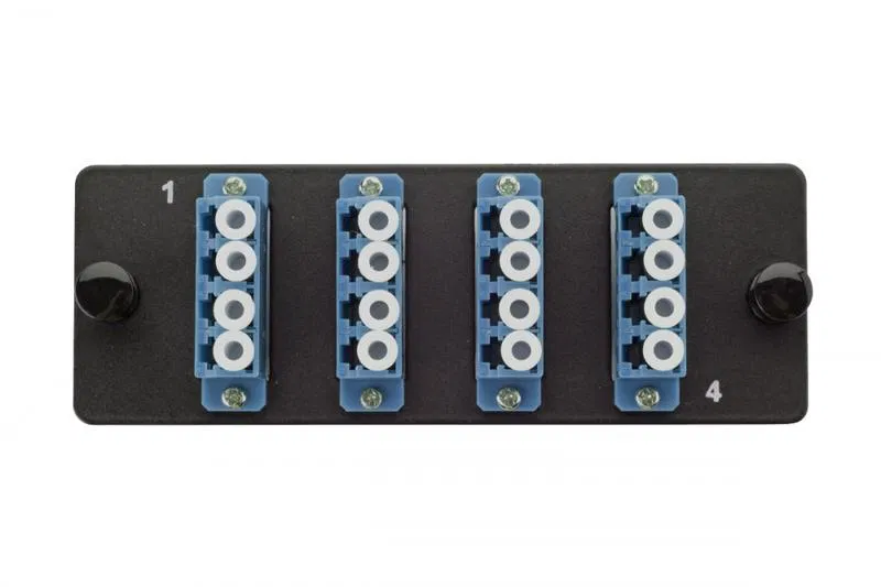 Комплект планка Q-SLOT с 4 адаптерами LC OS2 монтаж. шнуры КДЗС Eurolan 38M-S2-4L-04BL