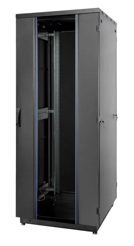 Шкаф Racknet S3000 33U 800х800 передняя дверь стекло 1-ств. задняя дверь метал. 2-ств. черн. Eurolan 60F-33-88-31BL