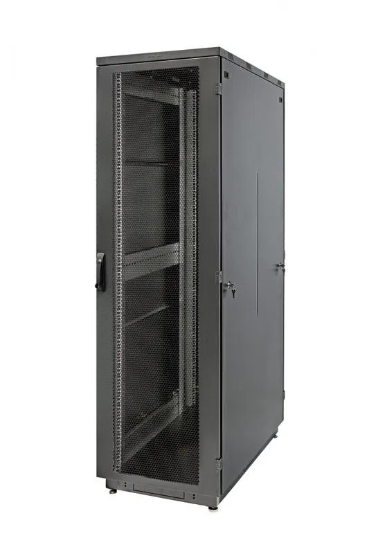 Шкаф Racknet S3000 42U 600х1000 передн. дверь перфорир. одностворчат.; задн. дверь перфорир. одностворчат. черн. Eurolan 60F-42-6A-34BL