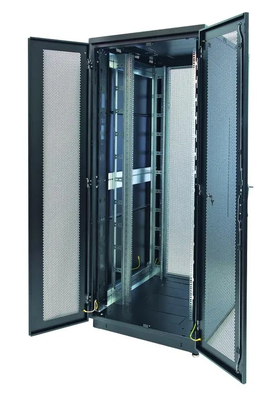 Шкаф Racknet S3000 42U 800х800 передн. дверь перфорир. двухстворчат.; задн. дверь перфорир. двухстворчат. черн. Eurolan 60F-42-88-35BL