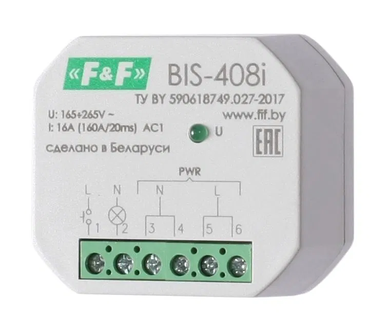 Impulse relay BIS-408i (installation in d60mm mounting box; for loads with high inrush current (160A/20ms)) F&F EA01.005.015 Euroautomatika F&F
