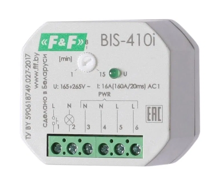 Impulse relay BIS-410i (installation in d60mm mounting box; with built-in timer; for loads with high inrush current (160A/20ms)) F&F EA01.005.016 Euroautomatika F&F