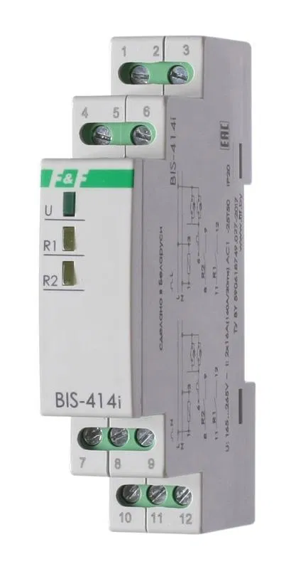 Impulse relay BIS-414i (DIN-rail mounting; controls two loads; for loads with high inrush current (160A/20ms)) F&F EA01.005.020 Euroautomatika F&F
