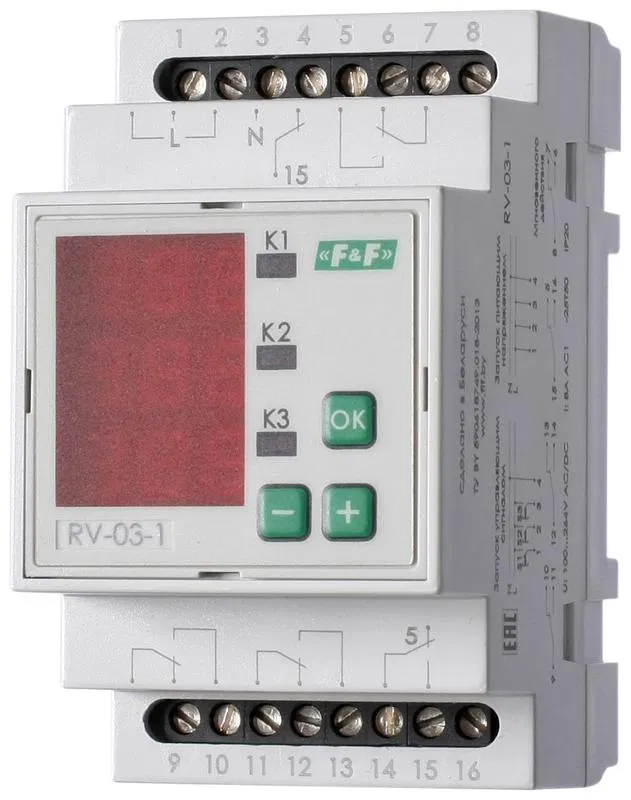 Реле времени RV-03-1 4х8А 100-264В AC/DC 4NO/NC IP20 многофункц. 3-х канал. 9 режимов работы с входами START диапазон выдержки времени 0с-99ч 59мин; 3мод. монтаж на DIN-рейке F&F EA02.001.027 Евроавтоматика F&F