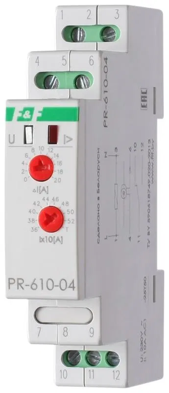 Реле тока PR-610-04 (360-540А; с выносным ТТ в комплекте; 1 модуль; монтаж на DIN-рейке) F&F EA03.004.012 Евроавтоматика F&F