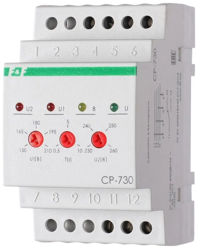 Реле напряжения CP-730 (DIN-рейка 3х400/230 + N 8А IP20) F&F EA04.009.004 Евроавтоматика F&F
