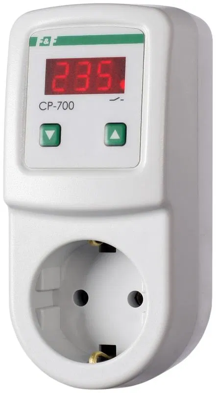 Реле напряжения CP-700 (однофазный; цифровая индикация напряжения тип корпуса вилка-розетка; 150-300В 16А 1NO IP20) F&F EA04.009.010 Евроавтоматика F&F