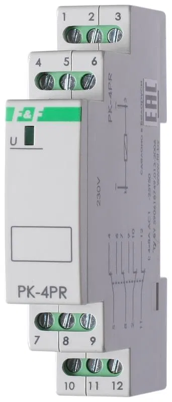 Реле промежуточное PK-4PR/24 (24В AC/DC 1 модуль монтаж на DIN-рейке 4х8А 2NO/NC+2NC IP20) F&F EA06.001.030 Евроавтоматика F&F