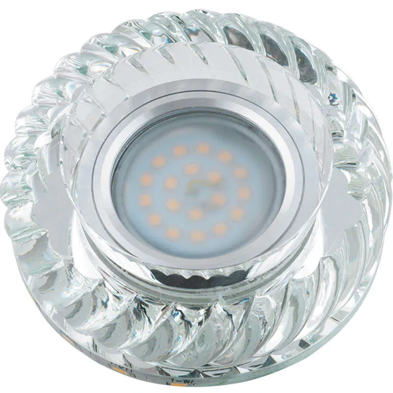 Светильник декоративный Luciole DLS-L123 GU5.3 GLASSY/CLEAR/RGB GU5.3 встраив. доп. светодиод. подсветка 3Вт RGB без лампы основание стекло зеркальн. отделка кристалл прозр. Fametto UL-00000374
