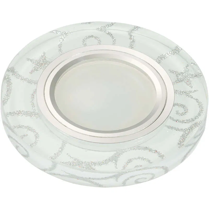 Светильник декоративный Luciole DLS-L202 GU5.3 CHROME/WHITE GU5.3 встраив. доп. светодиод. подсветка 3Вт без лампы основание метал. хром отделка стекло с серебр. на бел. фоне Fametto UL-00000377