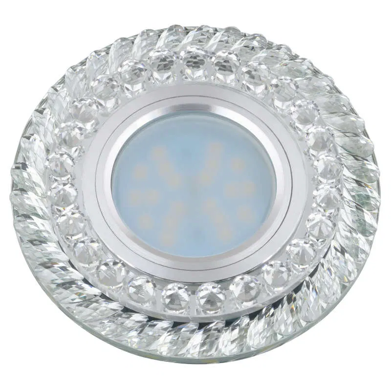 Светильник декоративный Luciole DLS-L132 GU5.3 CHROME/CLEAR GU5.3 встраив. доп. светодиод. подсветка 3Вт без лампы основание метал. хром отделка стекло бел. Fametto UL-00002716