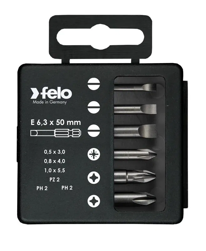 Набор бит SL/PZ/PH Industrial 50мм в кейсе 6 бит FELO 03092516