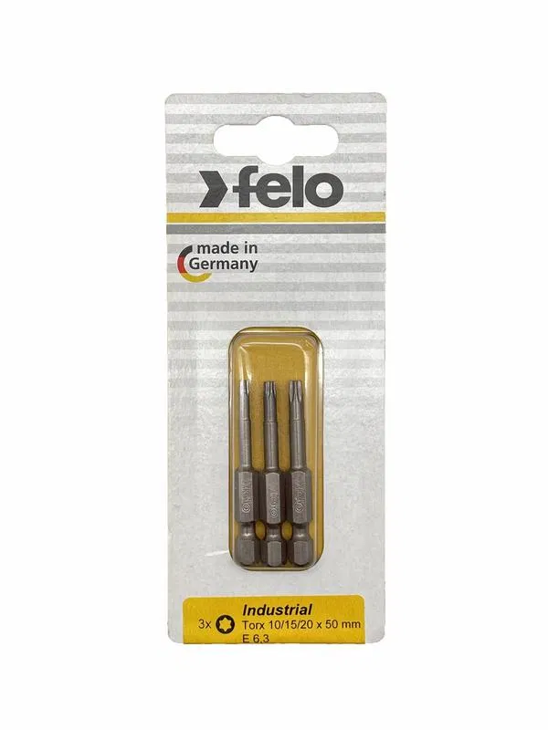Биты TX10/TX15/TX20 50мм Industrial (блист.3шт) FELO 03693116