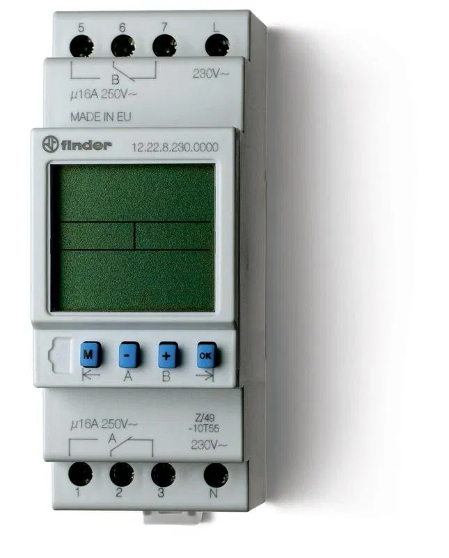 Digital weekly time relay 16A 24V AC/DC 1CO 35.8mm IP20 35mm rail mounting FINDER 122200240000PAS