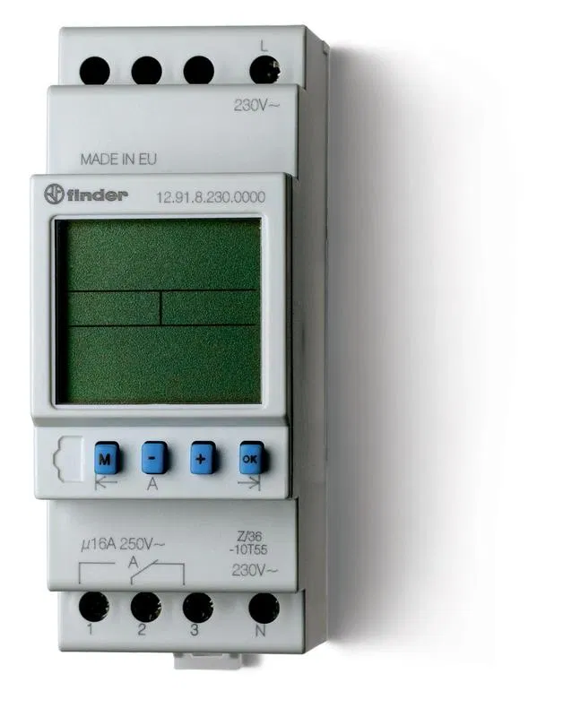 ASTRO 数字时间继电器 16A 230V AC 1CO 35.8mm IP20 35mm DIN导轨安装 FINDER 129182300000