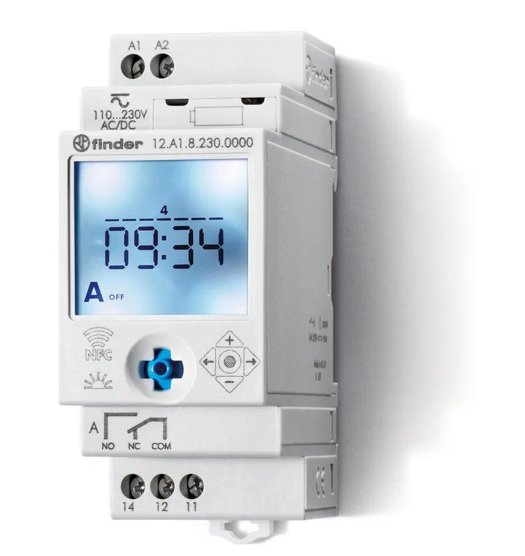 ASTRO 数字式周定时器 16A 110…230V AC/DC 1CO IP20 35mm 导轨安装 NFC FINDER 12A182300000