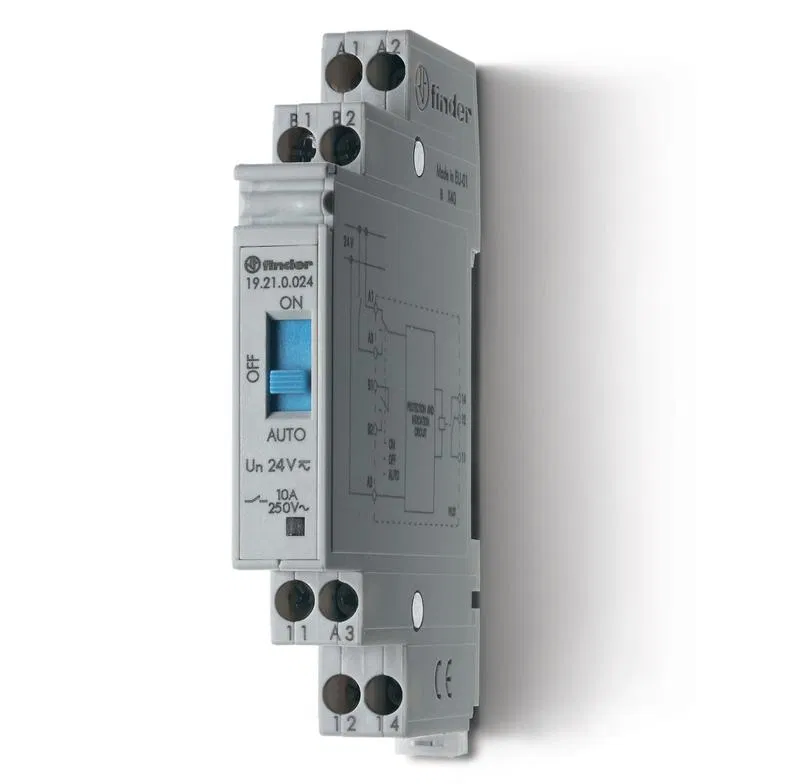 Auto On-Off Control Module 1CO 10A 24V AC/DC DIN rail mounting 35mm 11.2mm IP20 FINDER 192100240000