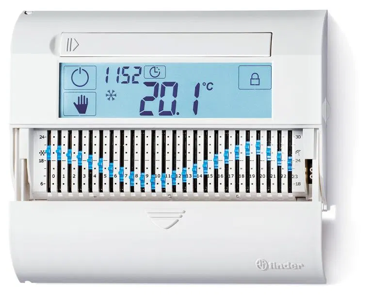 "Touch slide" 数字房间恒温器，带日定时器，触摸屏，3V DC，1CO 5A，壁挂式，白色，FINDER 1C6190030101