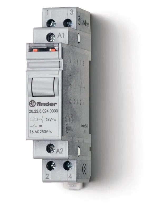 Modular electromechanical step relay 2NO 16A 2 states AgNi 120V AC 17.5mm IP20 FINDER 202281200000