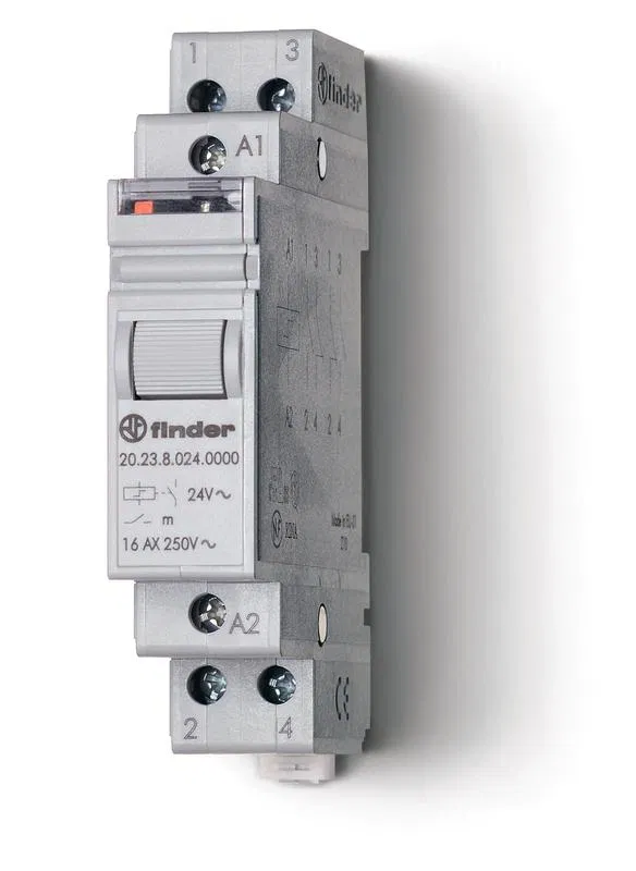 Modular electromechanical step relay 1NC + 1NO 16A 2 states AgNi 230V AC 17.5mm IP20 FINDER 202382300000