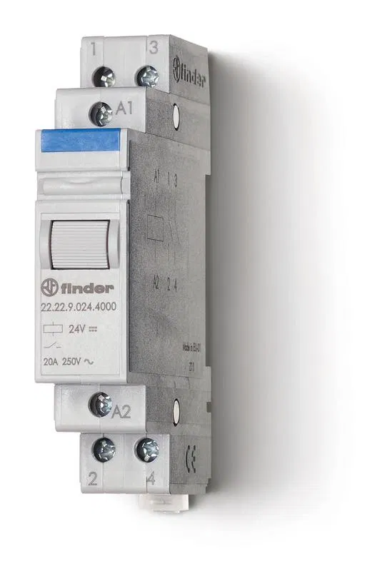 Modular contactor 2NO 20A AgSnO2 12V AC 17.5mm IP20 FINDER 222280124000