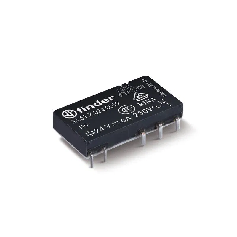 Ultra-slim electromechanical relay PCB mount 1CO 6A AgNi 12V DC (sensitive) flat housing RTI FINDER 345170120019