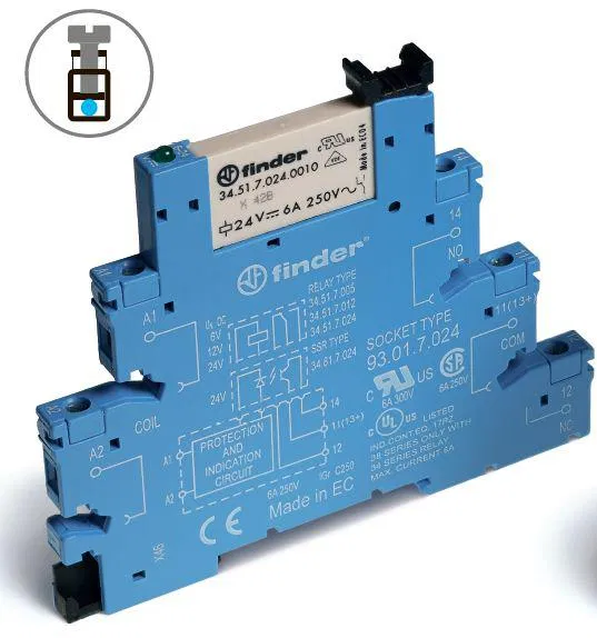 接口模块 (组件 34.51.7.060.4010 + 93.01.0.240) 机电继电器 1CO 6A AgSnO2 230-240V AC/DC IP20 screw terminals FINDER 385102404060