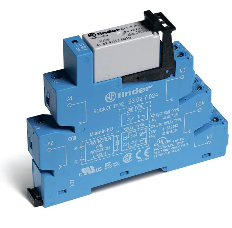 Interface module (assembly 41.52.9.012.0010 + 93.02.7.024) electromechanical relay 2CO 8A AgNi 12V DC (sensitive) IP20 screw terminals FINDER 385270120050