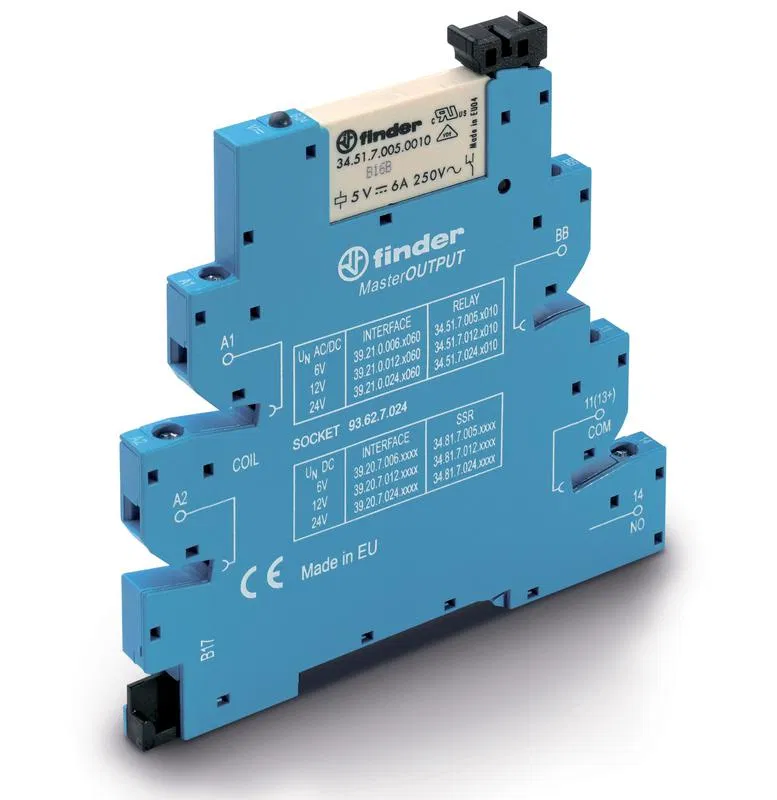 接口模块 (组件 34.51.7.024.0010 + 93.62.7.024) 机电继电器 MasterOUTPUT 1NO 6A AgNi 24V AC/DC IP20 螺钉端子 FINDER 392100240060
