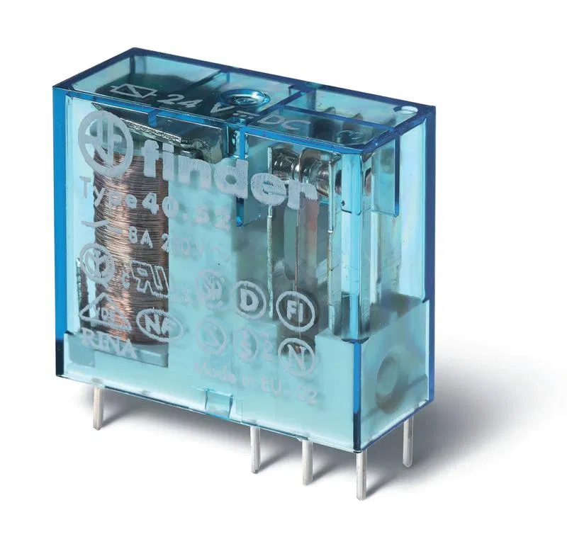 小型通用电磁继电器，PCB或插座安装，引脚间距 5mm 2CO 8A AgNi+Au 24V DC (灵敏度) RTII (10个/盒) FINDER 405270245000PAC