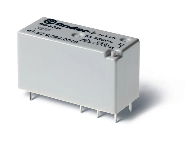 Low-profile miniature electromechanical relay PCB mount 5mm pitch 2CO 8A AgNi 48V DC RTII FINDER 415290480010