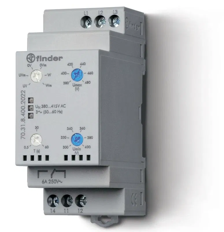 三相网络控制继电器 低电压/高电压 1CO 6A FINDER 703184002022