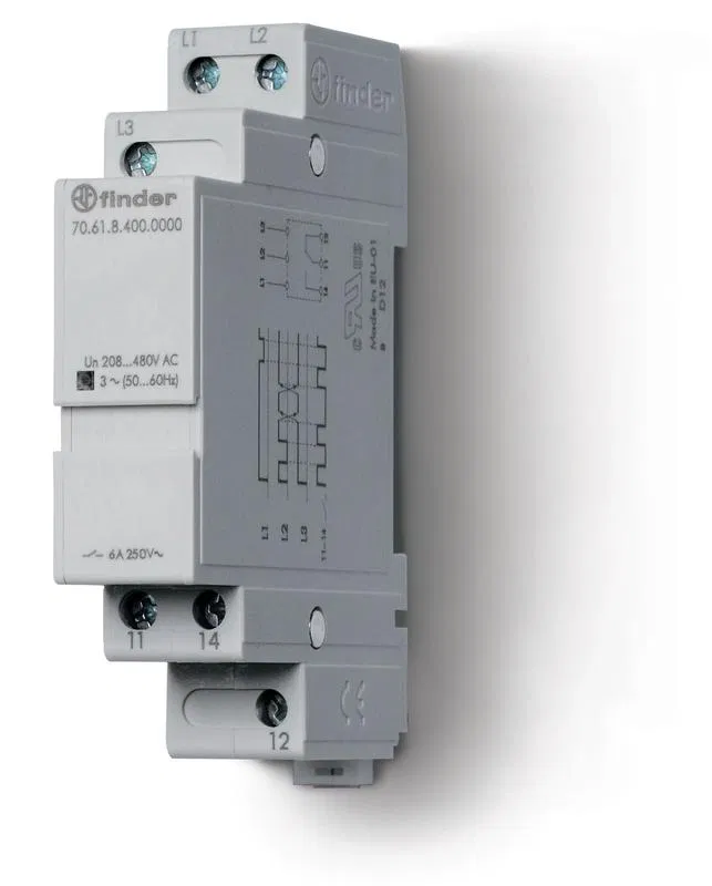 三相网络相缺失/相序继电器 输出1CO 6A 模块化 17.5mm IP20 FINDER 706184000000PAS