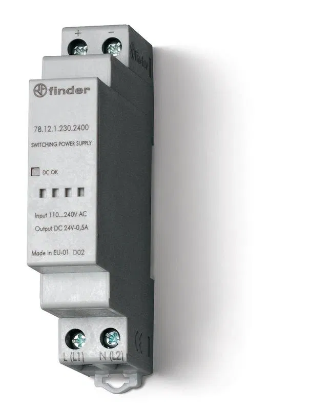 Switching power supply input 110...240V AC / output 12V DC 12W modular 17.5mm IP20 FINDER 781212301200