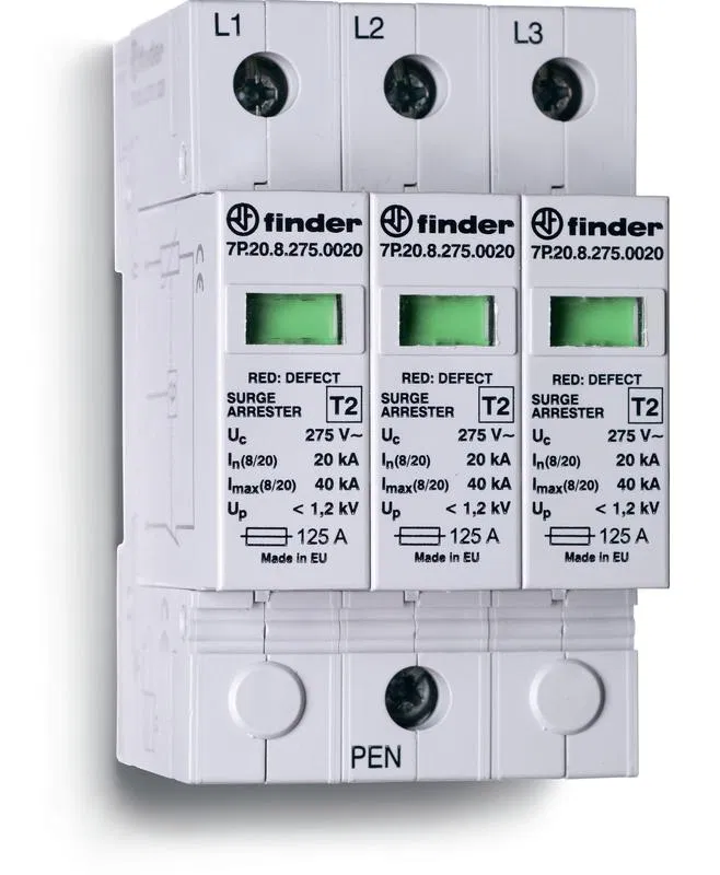 Surge Protective Device SPD type 2 (3 varistors) modular 52.5mm IP20 FINDER 7P2382751020