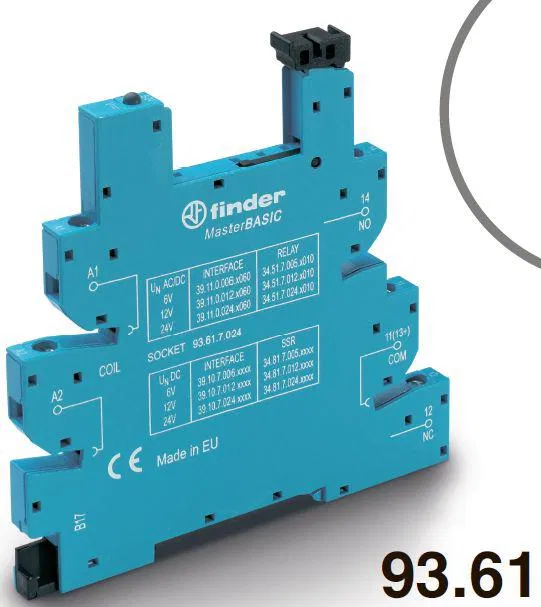 MasterBASIC 插座，带螺钉端子（带夹紧钳），适用于 34 系列继电器，110-125V AC/DC，附带塑料卡扣，选配件：LED FINDER 93610125