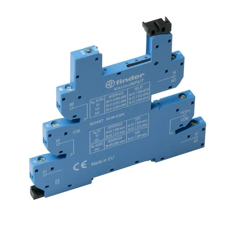 MasterINPUT socket with screw terminals (with cage clamp) for 34 series relays 220V DC, plastic clip included, option: LED FINDER 93647220
