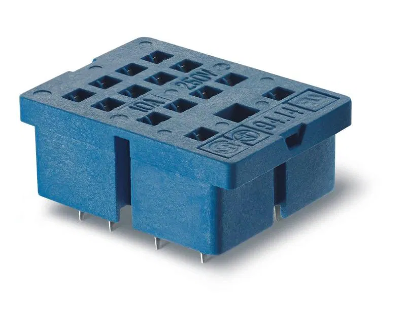 PCB socket for relays 55.32 55.34, includes metal clip 094.51 FINDER 9414SMA