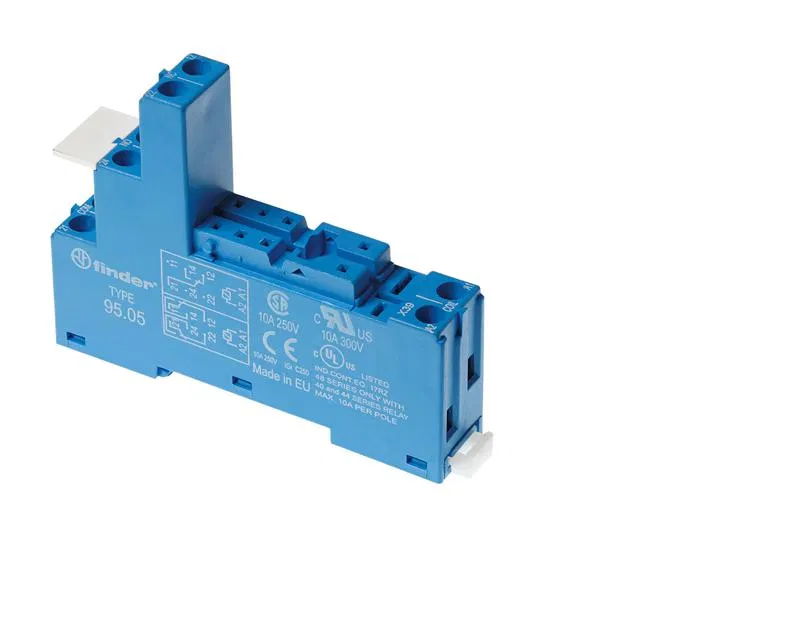 Socket with screw terminals (with cage clamp) for relays 40.31 modules 99.02 86.03 including metal clip 095.71 blue FINDER 9503SMA