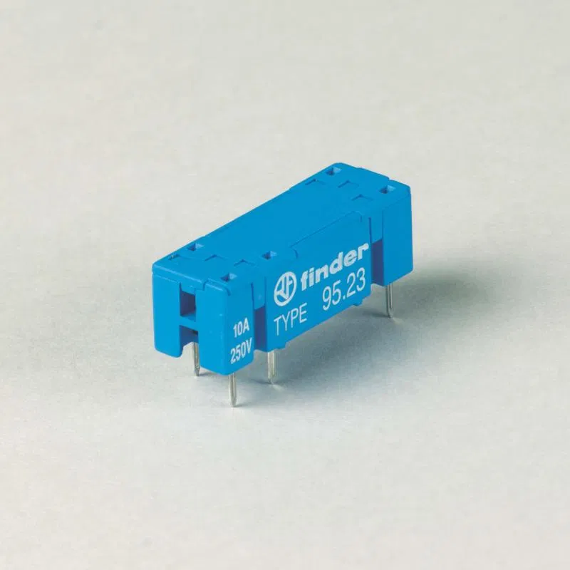 PCB socket for relay 43.41, includes metal clip 095.43 blue, FINDER 9523SNA