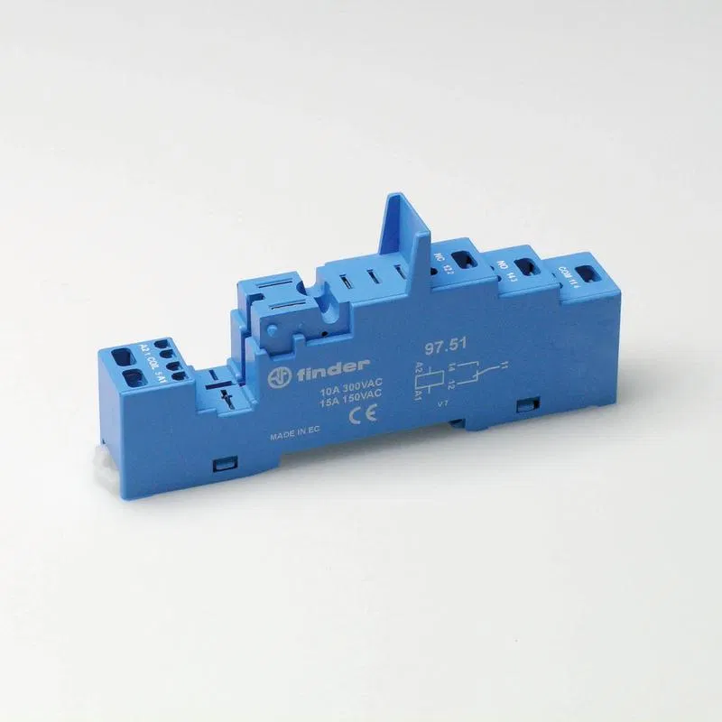 Socket with screwless terminals (spring clamp) for relays 46.61 modules 86.30 99.02 including plastic clip 097.01 blue FINDER 9751SPA