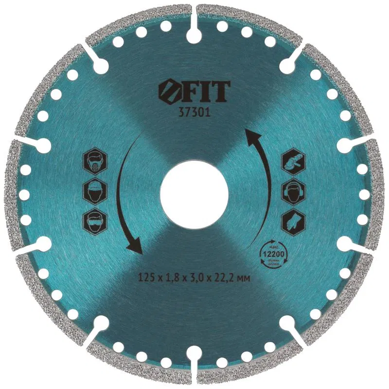 Diamond cutting disc segmented for metal 125x1.8x3x22.2mm vacuum sintering dry and wet cutting FIT 37301