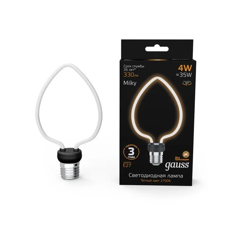 Лампа светодиодная филаментная Filament Artline 4Вт Heart матов. 2700К тепл. бел. Е27 330лм milky GAUSS 1003802104