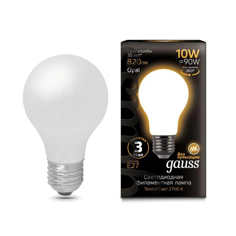 LED filament lamp Black Filament 10W A60 pear-shaped matte 2700K warm white E27 820lm GAUSS 102202110
