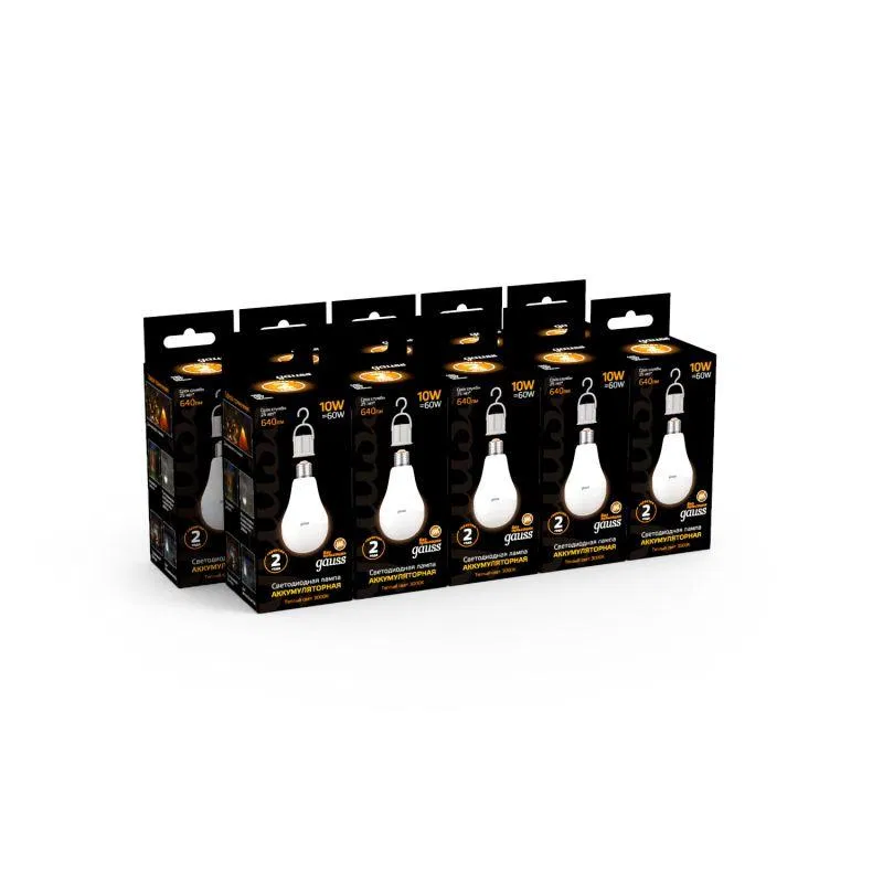 LED lamp Black 10W A60 pear-shaped 3000K warm white E27 640lm rechargeable Li-Ion GAUSS 102402100