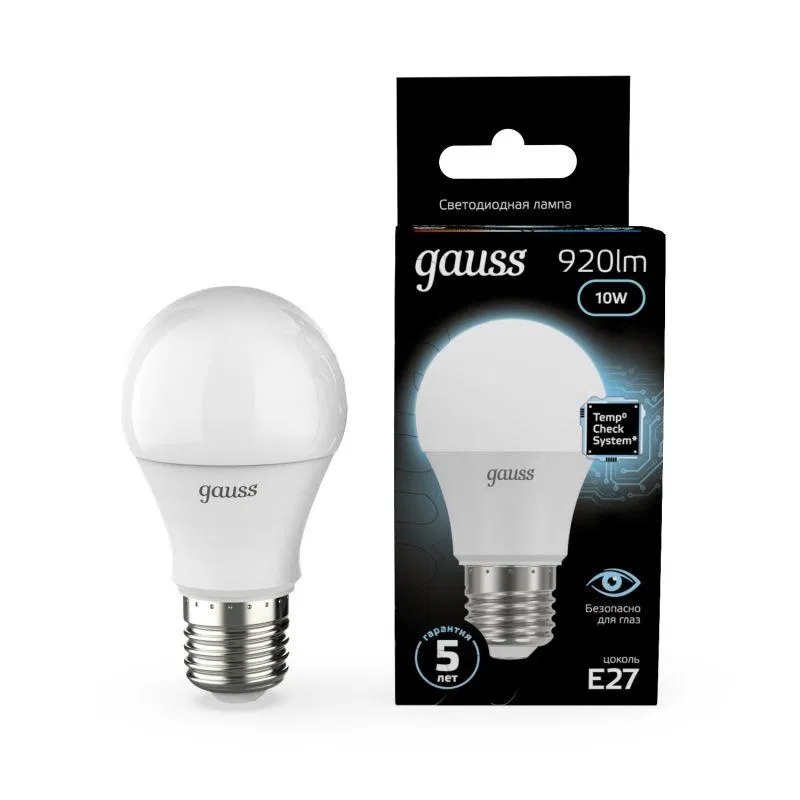 Black LED灯泡 A60 梨形 10W 4100K 中性白 E27 920lm GAUSS 102502210