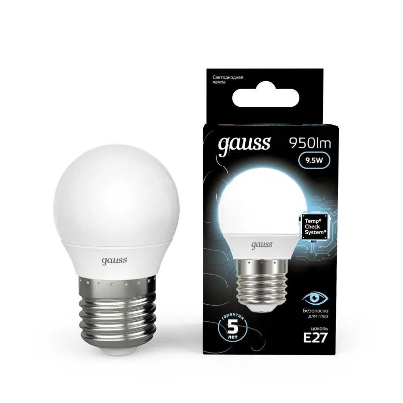 LED lamp Black 9.5W P45 sphere 4100K neutral white E27 950lm GAUSS 105102210